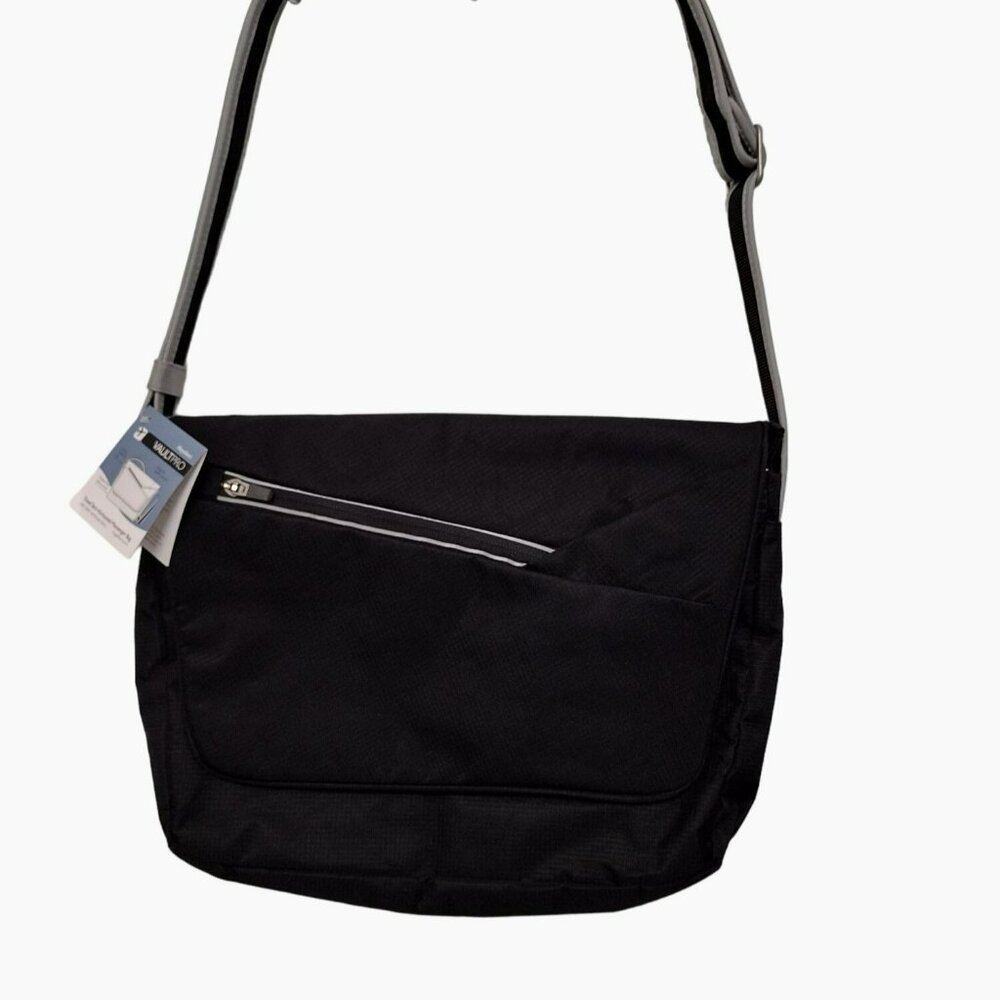 NEW Magellans VaultPro Travel Tech Messenger Bag, Black RFID Blocking Security